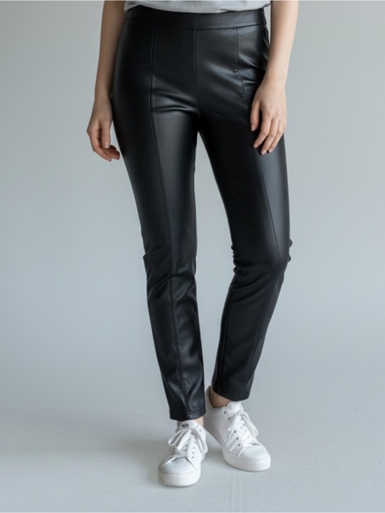 Zara Pants - Zara Black Women Faux Leather Trousers (XL) with elastic waist